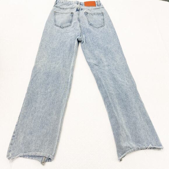 Princess Polly Light Wash Denim Mom Jeans Raw Hem Size 0 - Picture 3 of 8
